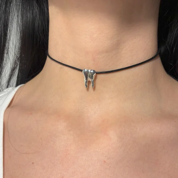 Worn Bite Me Softly choker in silver