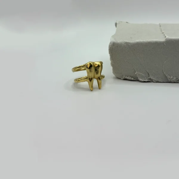 The Braced One bronze ring, front view